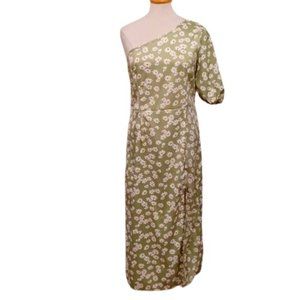 Morrisday "Leighton" One Sleeve Daisy Print Midi Dress NEW- Sz. Lrg